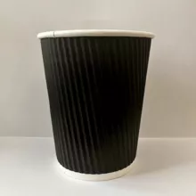 Vaso de papel doble corrugado negro