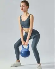 Conjunto de leggings de yoga de 2 piezas con sujetador deportivo sin costuras de cintura alta