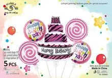 Feliz cumpleaños 5pcs set globo de papel de aluminio