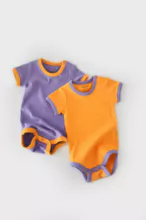 Body Bebé MC Rib Cuello con Broche naranja y morado Algodón Para bebé Modas Kayita