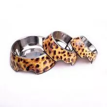 dog feeding bowl  leopard pattern cat bow melamine for dog & cat