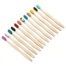 Cepillo de dientes de mango ondulado de manivela gruesa de bambú BRHQB-005A