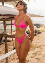 Tanga Bikini Delta Wing - Rosa Neón