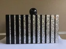 Saco de noite de acrílico de listra preto e branco