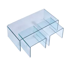 Hot-bending transparent glass corner set table