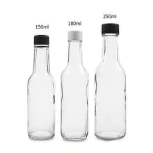 150ml 180ml 250ml garrafa redonda transparente de molho de pimenta com tampa de plástico à prova de vazamento