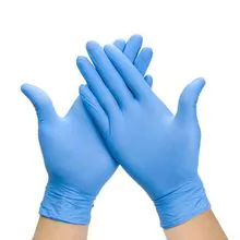 Luvas de mão de nitrito descartáveis azuis, luvas sem látex, características de luvas médicas de plástico