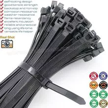 Brida Sujeta Cable 12 Inch (300mm) Negra Anti-UV, Atadura Amarra Plástica 66 con 50lbs para Exterior