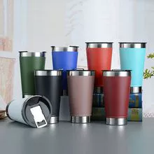 Brazilian beer mug 304 stainless steel double layer thermal insulation ice master mug with corkscrew portable car mug