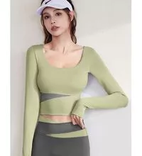 2023 color-blocked yoga wear, seamless quick-drying fitness clothes, wear a thin and naked sports suit