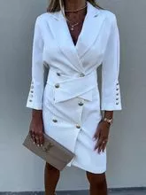 Suit collar long-sleeved shirt dress