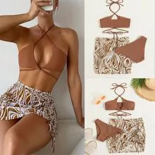 El traje de baño de tres piezas de Ulrich bikini al por mayor es sexy en Europa y los Estados Unidos