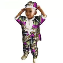 African ethnic boy suit cotton batik printed T-shirt shorts Dashiki top trousers summer