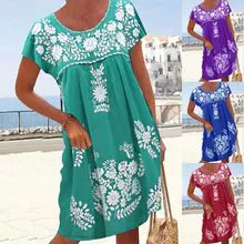 Knitted printed loose dress