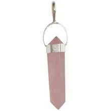 Rose Quartz Point Pendant Taiwan Style with Sterling Silver 