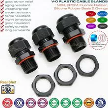 V0 Rated IP68 Black Solar Polyamide Nylon Plastic Cable Gland M20x1.5 (6-12mm) For Outdoor Use