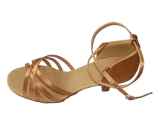 Lady bronce satinado zapatos de práctica de baile latino de cinco correas