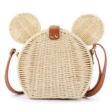 Bolsa tejida de hierba de papel rattan bolsa linda tejida calle inclinada cruz bolso de viaje grado un hombro falso bolso de las mujeres de la playa