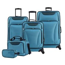 custom made rolling soft luggage set 5 pcs with custom printed logo 