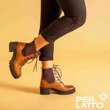 Treaded boot with elastic made of leather MUN007