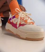 TÊNIS PLATAFORMA AMARRAÇÃO FEMININO - LARANJA/ROSA SHOCK