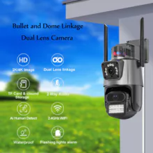 V360pro WiFi Cámara al aire libre Luz de alarma de doble lente 2K Seguridad inalámbrica CCTV IP PTZ Cámara