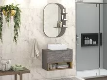 Conjunto de mueble suspendido, espejo y lavabo blanco para baño Vicenza 80cm
