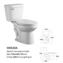 Hot sale South American affordable split siphon toilet #W8520A