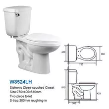 Split siphon toilet 4.8L flush