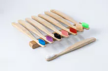 Cepillo de dientes de bambú con curvatura de mango grueso, cepillo de dientes de viaje, cepillo de dientes ecológico DDZ-008A