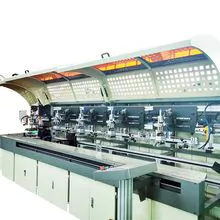 Automatic screen printing machine for flat glass round plastic bottles