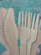Juego de cubiertos biodegradables desechables de cuchillo de bambú, tenedor y cuchara