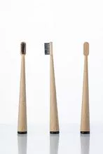 Escova de dentes de bambu cônica, escova de dentes redonda DZ-014A da vara