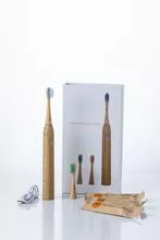 Escova de dentes elétrica com fio para crianças, escova de dentes elétrica colorida de bambu