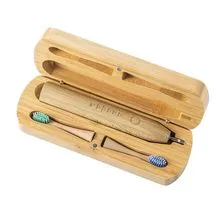 Organizador de escova de dentes de bambu, caixa de armazenamento de escova de dentes elétrica