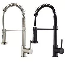 Stainless steel spring pull-out kitchen faucet household dual mode sink sink black hot and cold mixing faucet