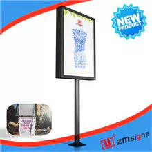 ZM-DG04 Outdoor Led Tv Advertising Screen Billboard Steel Structure Billboard Pole Light Box Best Price Manufacturer