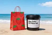 Tinta magenta flexográfica UV de alta saturación, adecuada para etiquetas de alimentos y cosméticos de alta gama.