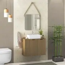Conjunto de mueble de baño suspendido Nice 80cm con espejo y lavabo