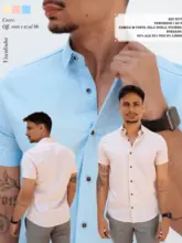 Camisa Social Masculina de Linho Manga Curta