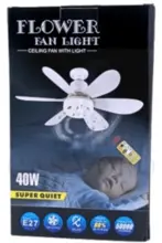 Ventilador de techo con luz y enchufe LED de 40 W, 20,5 pulgadas, con rosca
