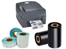 Adquisición de material de oficina | Impresora de códigos de barras + papel térmico autoadhesivo + cinta de carbono