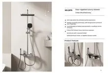 Sistema de chuveiro de luxo de alta qualidade com quatro saídas em alumínio - cinza escovado moderno (Nº 3076)