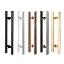 Manija de puerta principal de vidrio de acero inoxidable 201 304 316 con tubo redondo en forma de H comercial