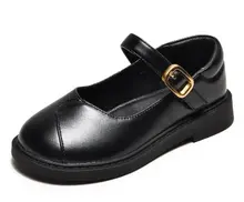 Black girls' leather shoes, suitable for formal occasions, school commuting. Suitable for all seasons