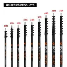 Ferramentas de limpeza telescópicas de fibra de carbono de 45 pés, 58 pés, 68 pés e 72 pés, poste de fibra de carbono