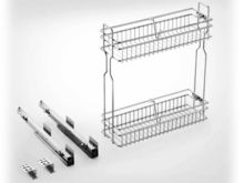 Prateleira de metal aramado de dupla camada para temperos de cozinha com espaço de armazenamento lateral deslizante, prateleira para armários estreitos