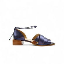 Sandália bico fino- SARA- AZUL METAL