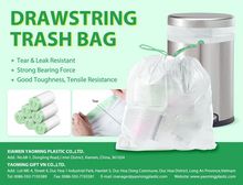 Sacos de lixo de cozinha com cordão, mais grossos e maiores, à prova de vazamentos.