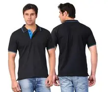 Polo negro de algodón orgánico para hombre con camiseta Royal
